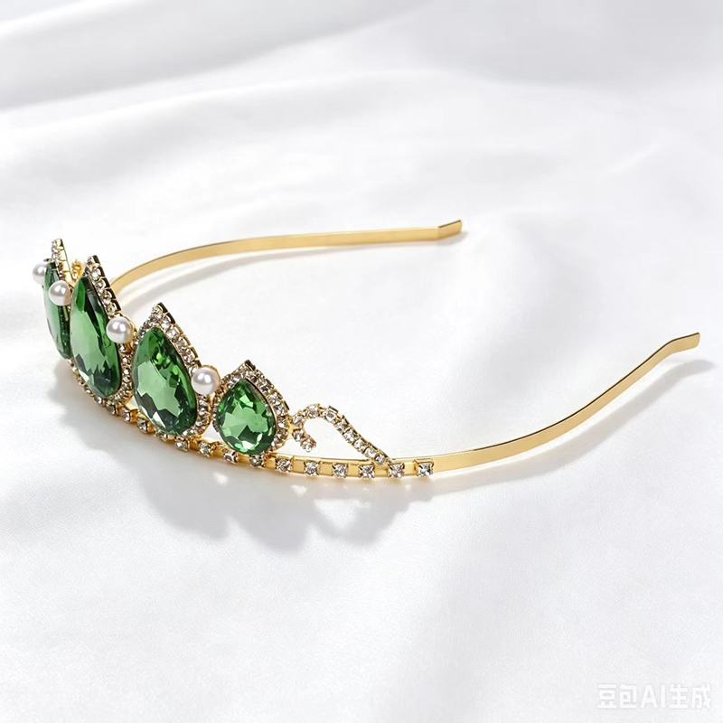 Women Accessories Jewelry - تاج كريستال أخضر على شكل قطرات