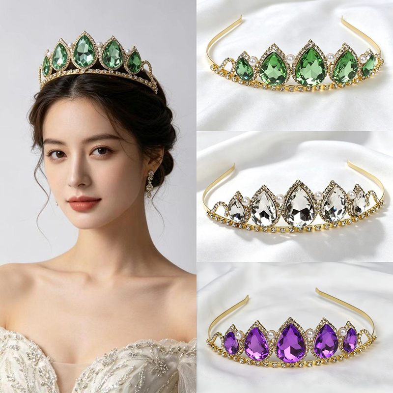 تاج كريستال أخضر على شكل قطرات - مراجعة Women Accessories Jewelry وسعره