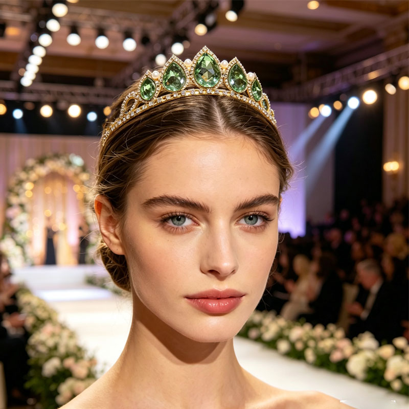تاج كريستال أخضر على شكل قطرات - مراجعة Women Accessories Jewelry وسعره